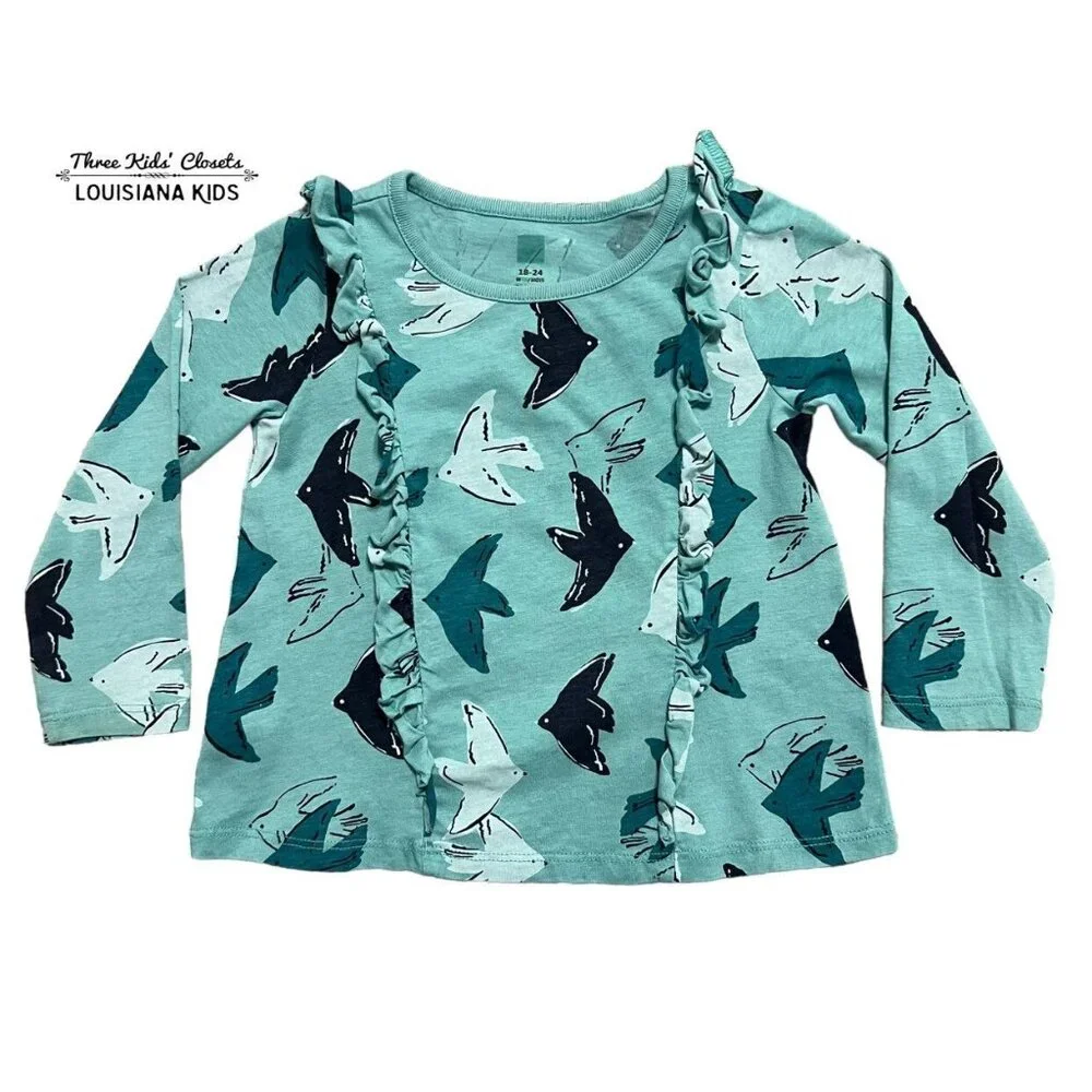 Tea Collection 18-24m Bird Print Ruffle Top